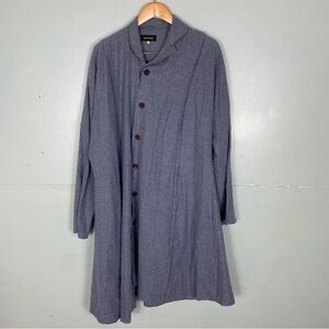 Eskandar Button‎ Down Long Cardigan Blue Cashmere Silk Blend Sz 0